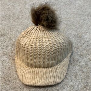 Kids Knit Pom-Pom Hat - Tan